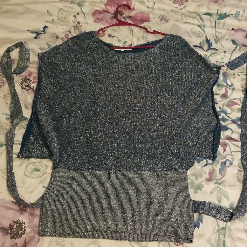 Cute flirty blue and silver shirt with ties